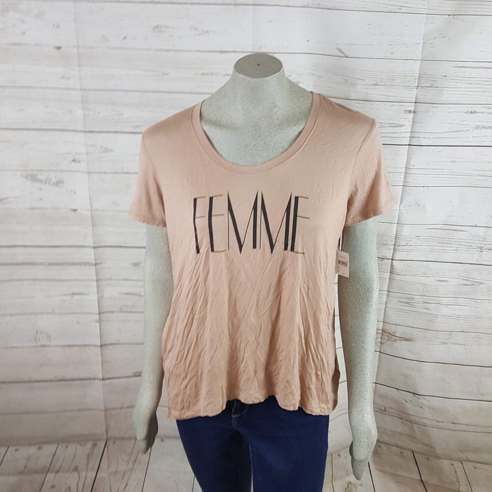 Project Social T Brown Graphic Tee “FEMME” Large